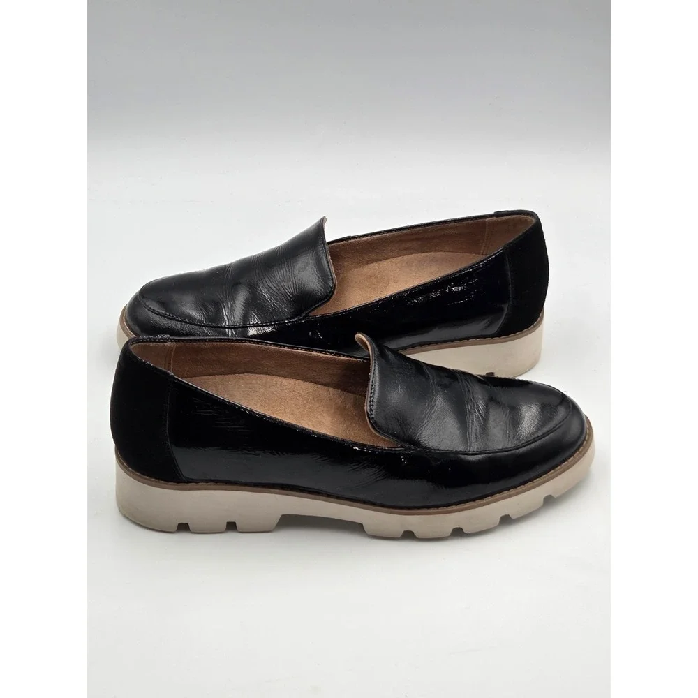 Vionic Kensley Loafers Womens 8.5 Black Patent Leather Comfort Slip On Shoes